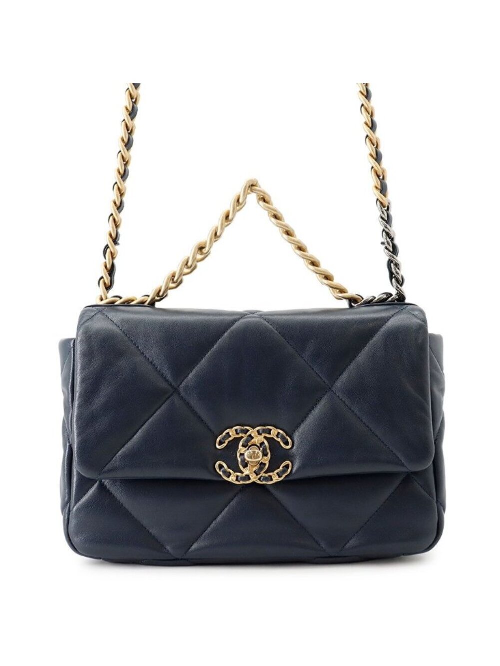 Chanel Chain Shoulder Bag Chanel 19 Quilted CC Logo Lambskin 2-Way